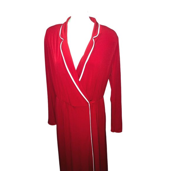 Lane Bryant Glamour VNeck Maxi Robe Wrap Dress Sz 14/16 (XL) Womens Red Long Sle - Picture 12 of 16